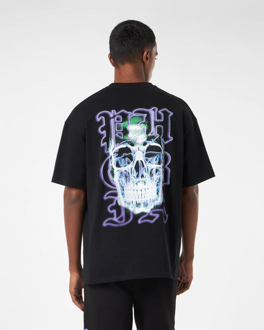 BLACK T-SHIRT WITH SKULL PRINT