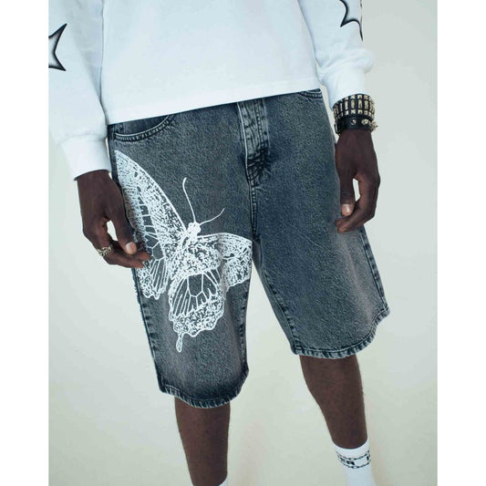 BUTTERFLY LOOSE DENIM SHORTS