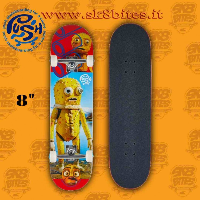 Push Yellow Man Red 8" Complete Skateboard Deck