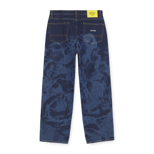 BATTLE LASER BAGGY DENIM PANTS