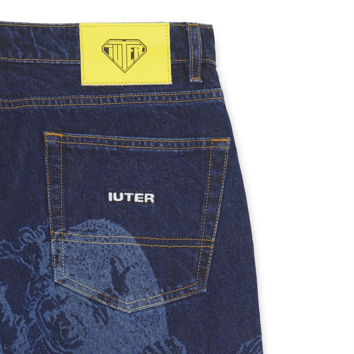 BATTLE LASER BAGGY DENIM PANTS
