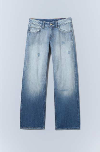 MESSY LOW RISE REGULAR STRAIGHT JEANS