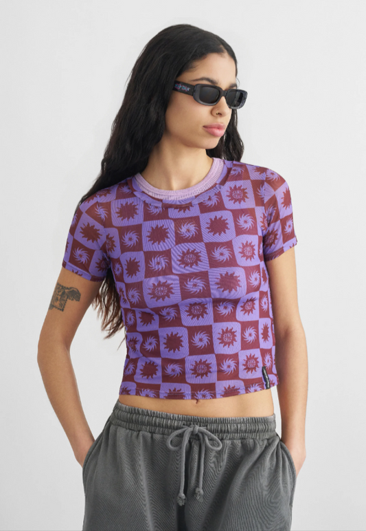 Strip Digi Mesh SS Top