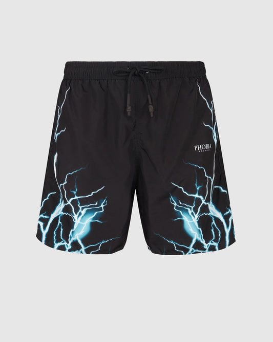 BLACK SWIMWEAR WITH LIGHTBLUE LIGHTNING