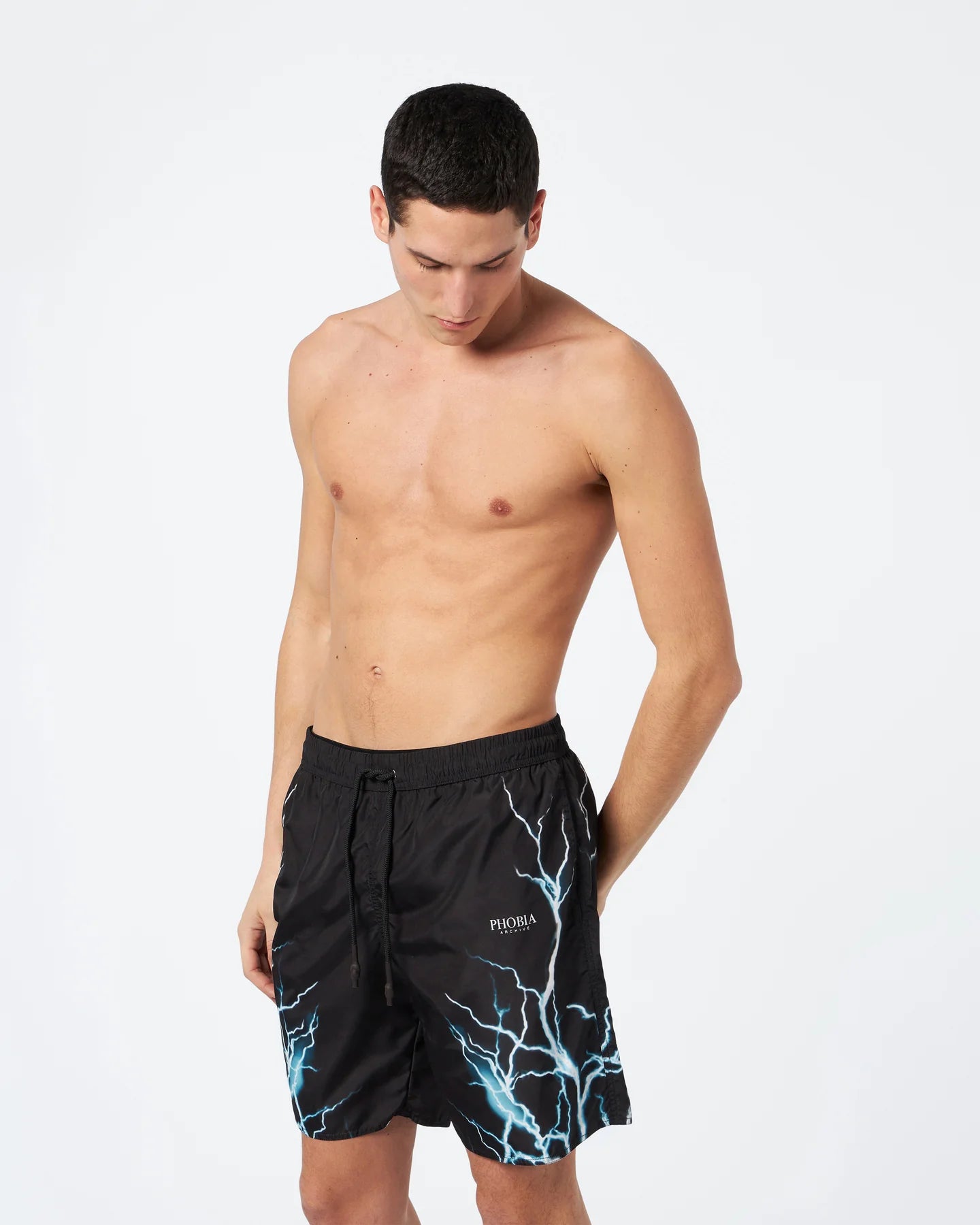 BLACK SWIMWEAR WITH LIGHTBLUE LIGHTNING