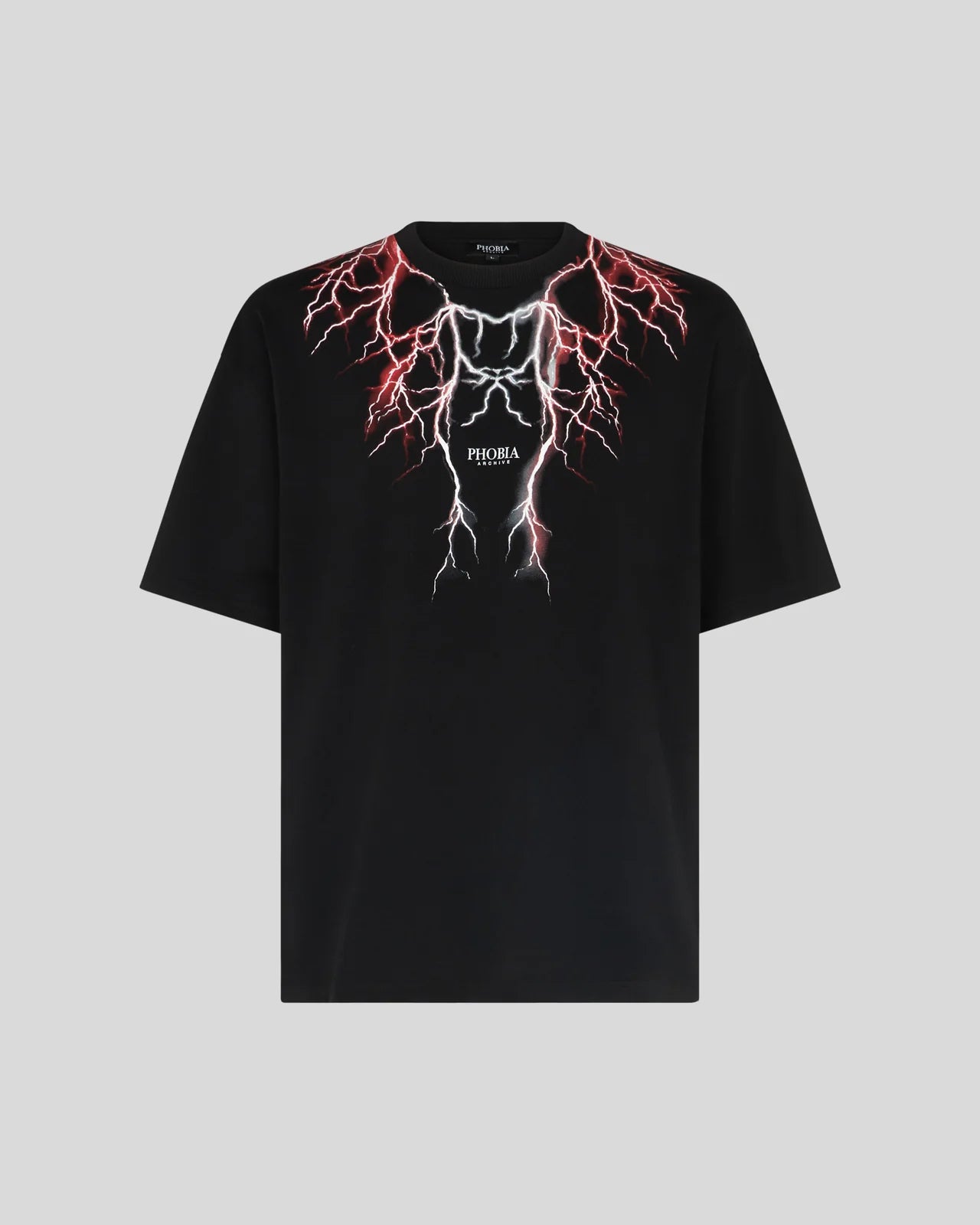 BLACK T-SHIRT WITH RED GREY LIGHTNING