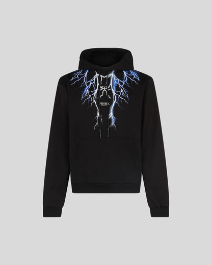 BLACK HOODIE WITH BLUE GREY LIGHTNING