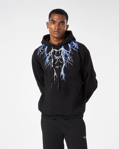 BLACK HOODIE WITH BLUE GREY LIGHTNING
