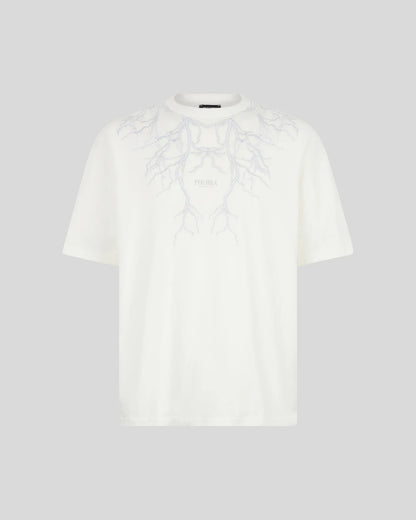 WHITE T-SHIRT WITH GREY EMBROIDERY LIGHTNING