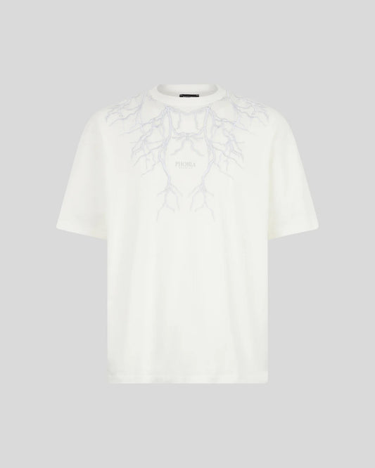 WHITE T-SHIRT WITH GREY EMBROIDERY LIGHTNING