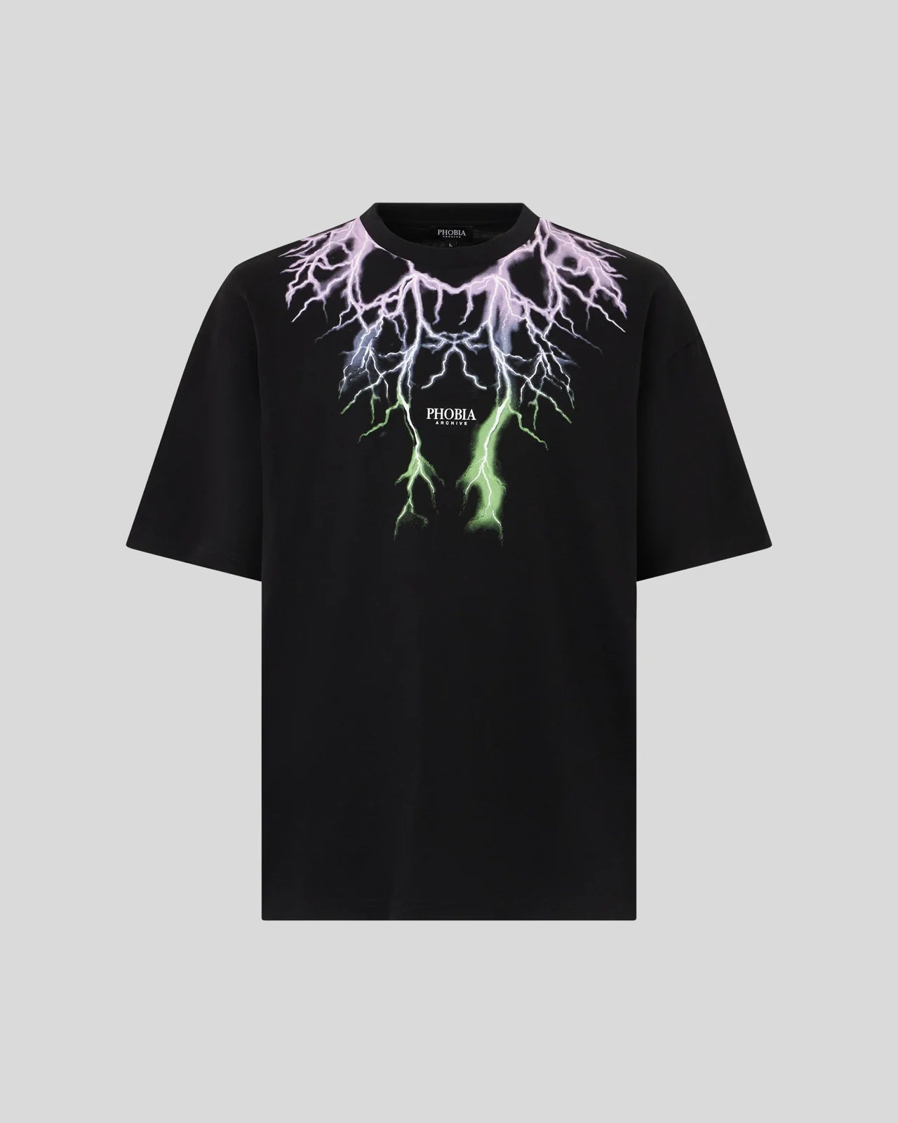 BLACK T-SHIRT WITH BICOLOR LIGHTNING PRINT