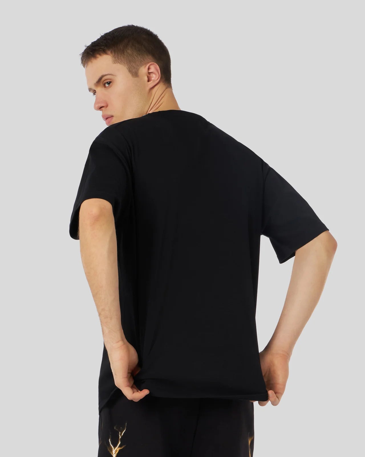 BLACK T-SHIRT WITH BICOLOR LIGHTNING PRINT
