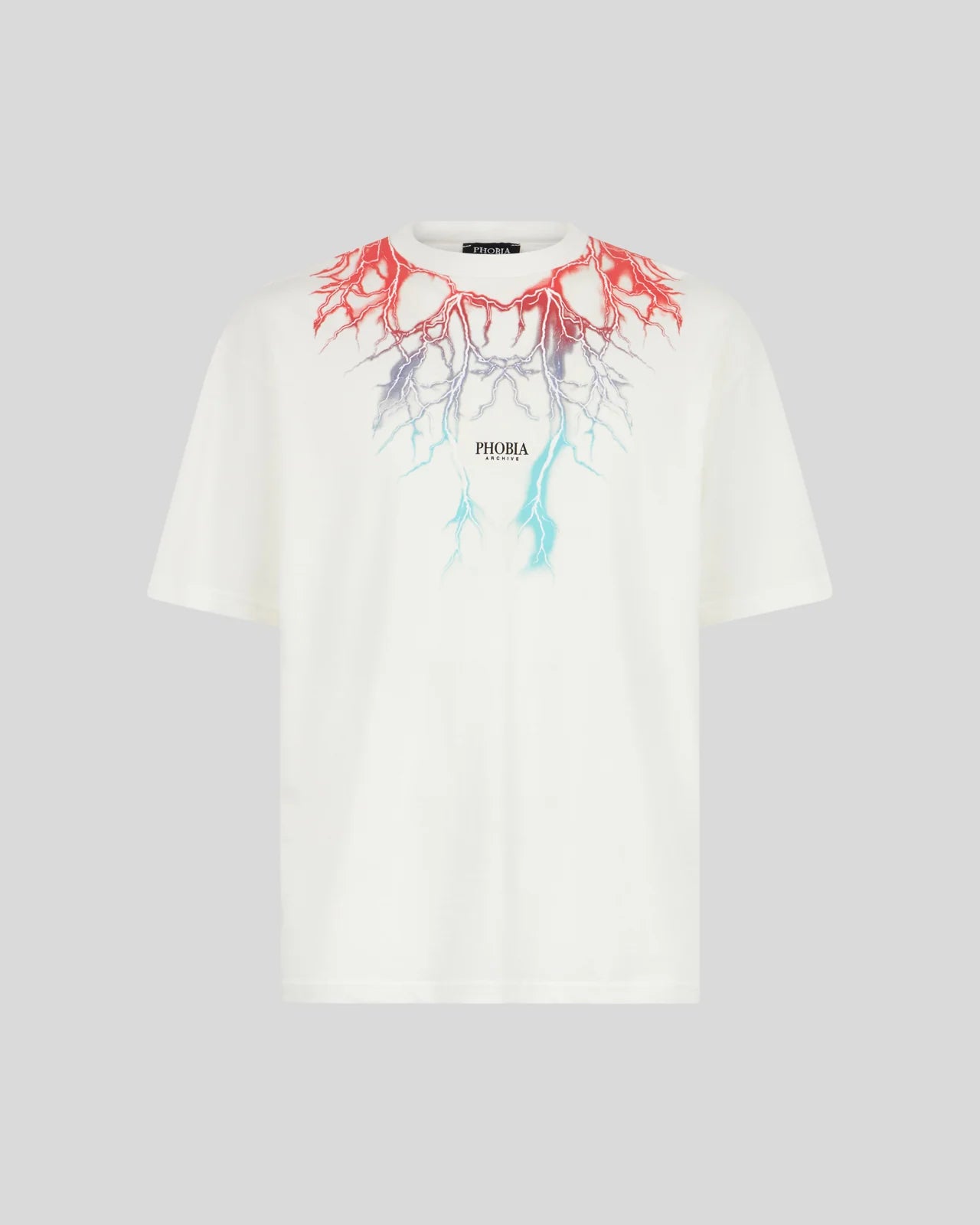 WHITE T-SHIRT WITH BICOLOR LIGHTNING PRINT