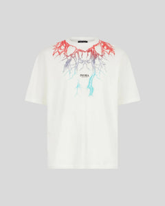 WHITE T-SHIRT WITH BICOLOR LIGHTNING PRINT