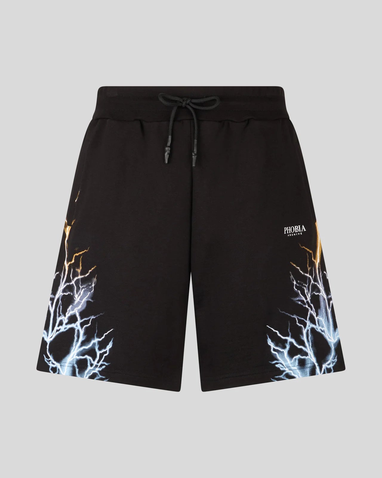 BLACK SHORTS WITH BICOLOR LIGHTNING PRINT