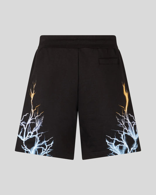 BLACK SHORTS WITH BICOLOR LIGHTNING PRINT