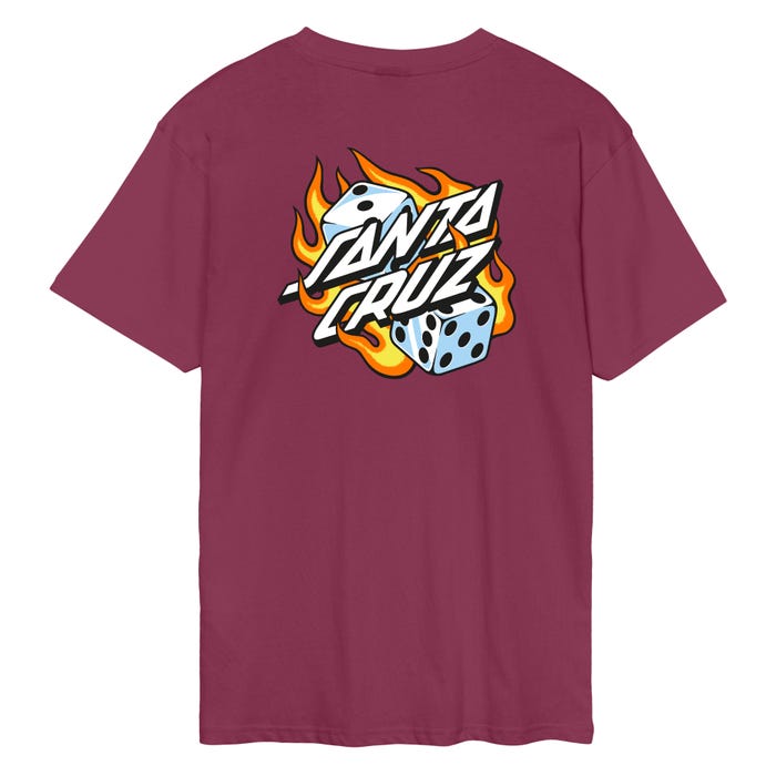 Flaming Dice Dot Chest T-Shirt