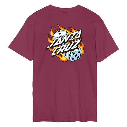 Flaming Dice Dot Chest T-Shirt
