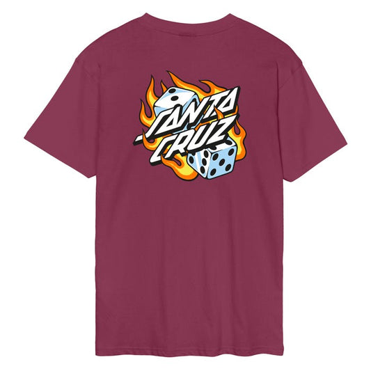 Flaming Dice Dot Chest T-Shirt