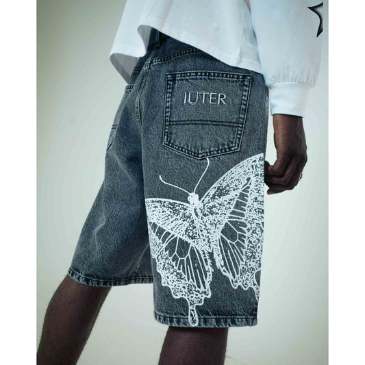 BUTTERFLY LOOSE DENIM SHORTS