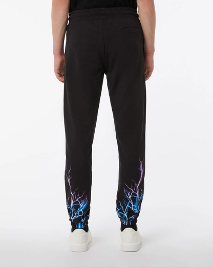 BLACK PANTS WITH BLUE AND PURPLE LIGHTNING