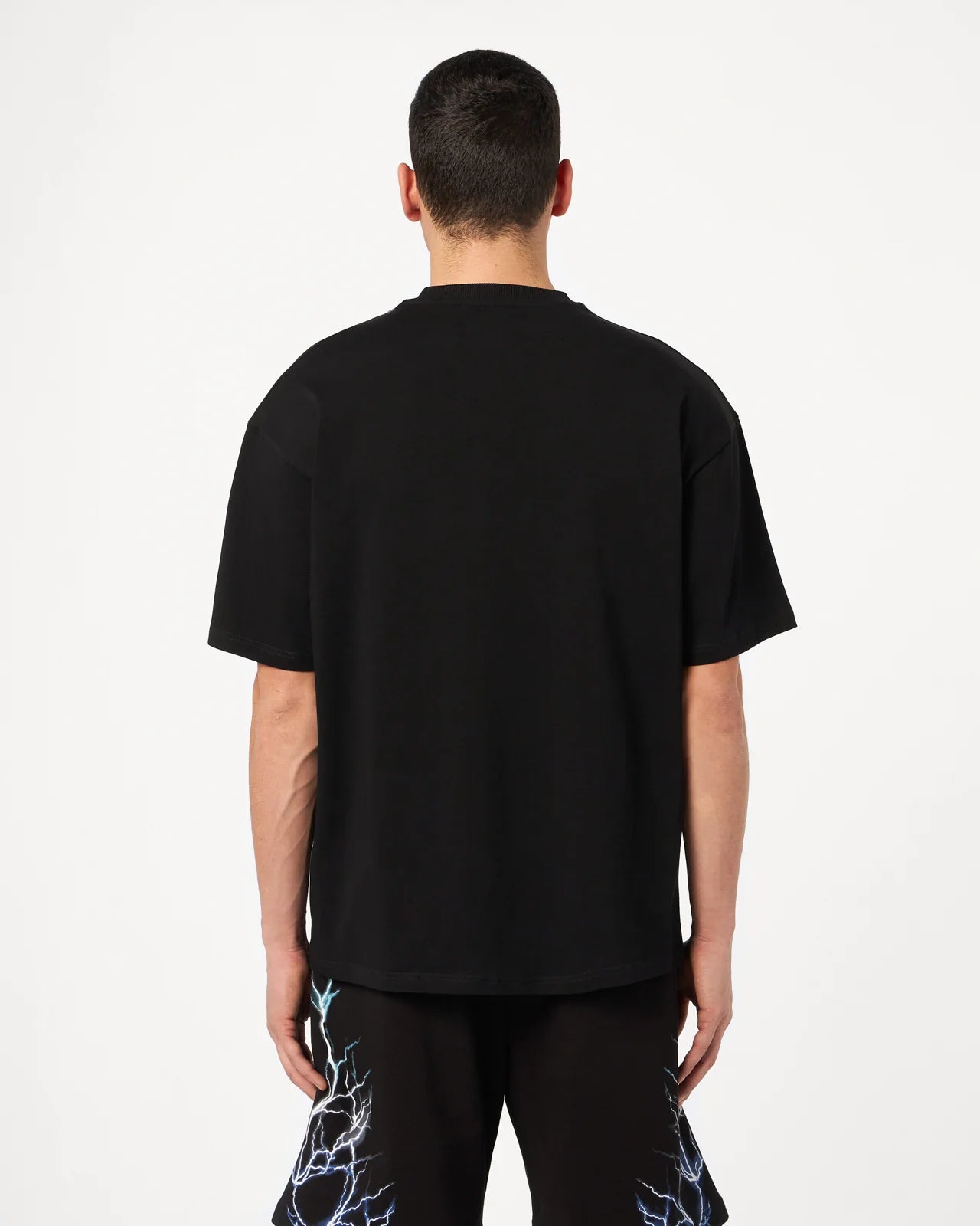 BLACK T-SHIRT WITH BLUE GREY LIGHTBLUE LIGHTNING