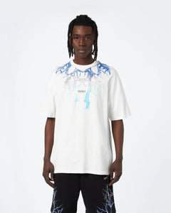 OFF WHITE T-SHIRT WITH BLUE GREY LIGHTBL LIGHTNING