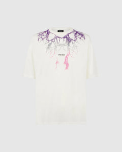OFF WHITE T-SHIRT WITH PURPLE GREY FUXIA LIGHTNING