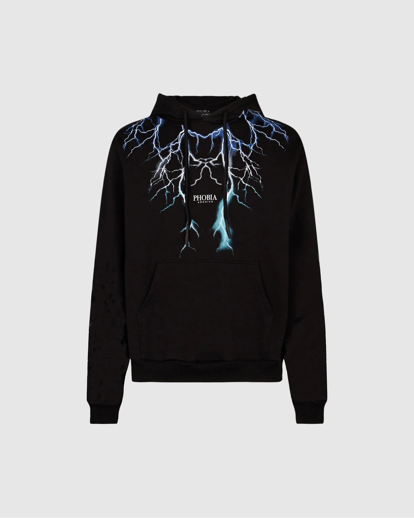 BLACK HOODIE WITH BLUE GREY LIGHTBLUE LIGHTNING
