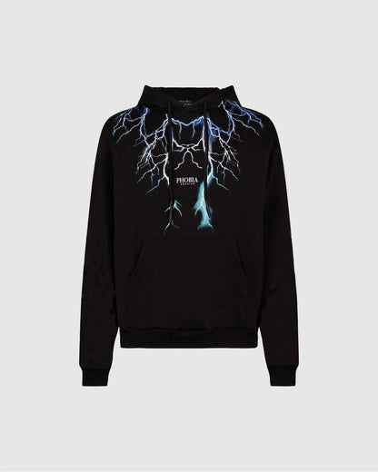 BLACK HOODIE WITH BLUE GREY LIGHTBLUE LIGHTNING