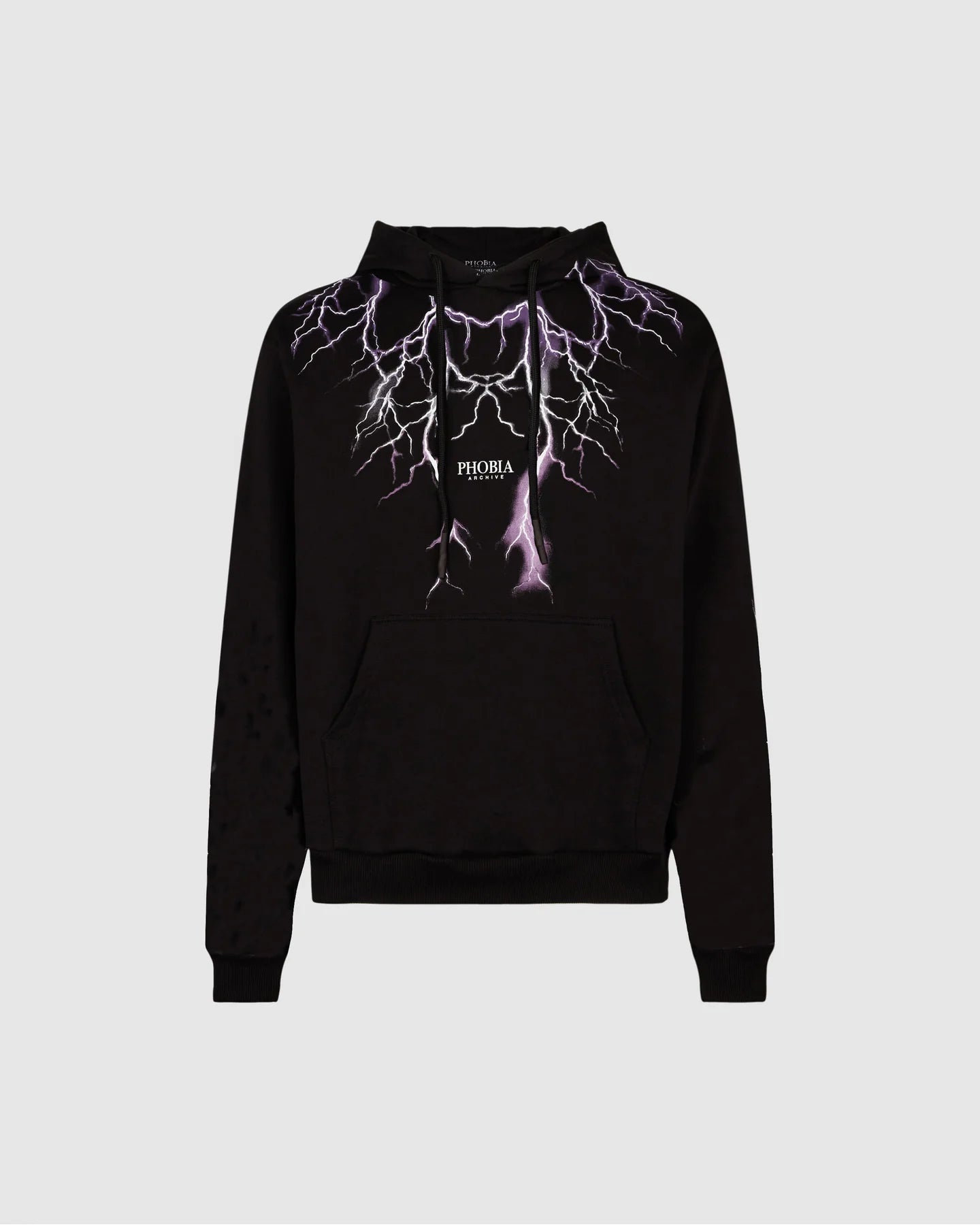 BLACK HOODIE WITH PURPLE GREY FUXIA LIGHTNING