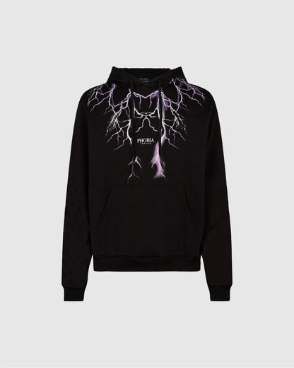 BLACK HOODIE WITH PURPLE GREY FUXIA LIGHTNING