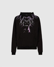Carica l&#39;immagine nel visualizzatore di Gallery, BLACK HOODIE WITH PURPLE GREY FUXIA LIGHTNING
