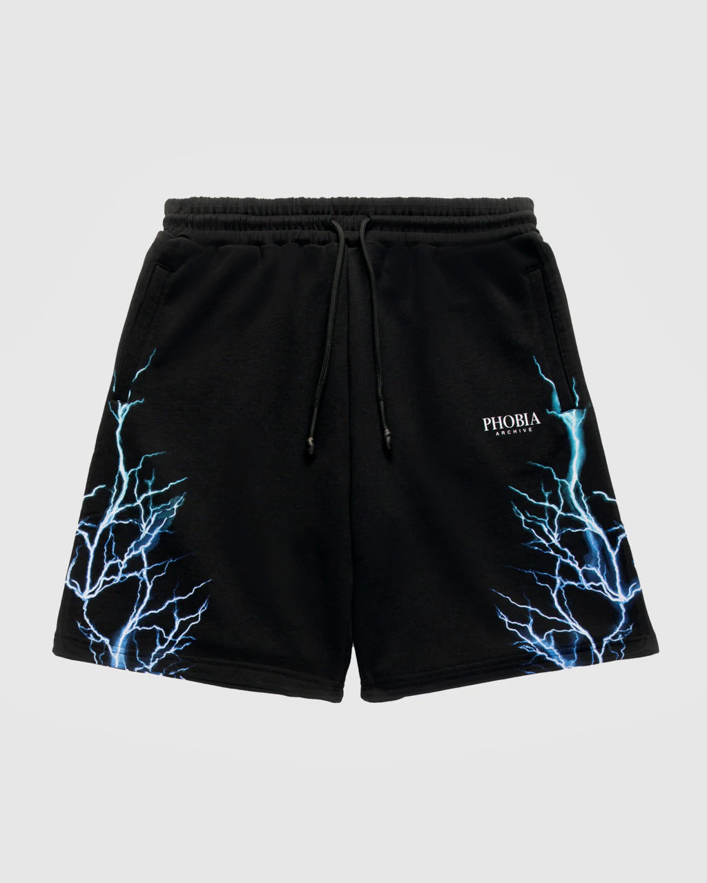 BLACK SHORTS WITH BLUE AND LIGHTBLUE LIGHTNING